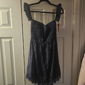 Xhilaration Navy Blue Polka Dot Mini Dress